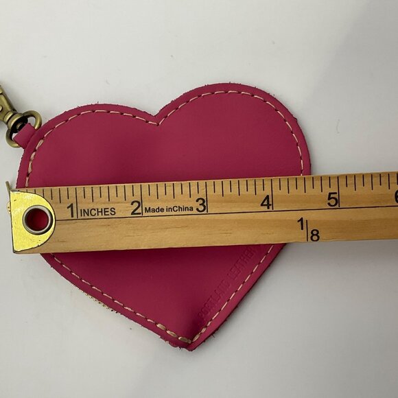 Portland Leather Goods Heart Hot Pink Bag Charm Leather Coin Pouch - Picture 6 of 11